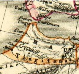 Mapa de Mauritania Tingitana, parte de Hispania desde tiempo de los romanos